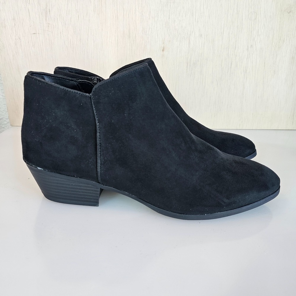 Style & Co. Womens 11 M Black Wileyy Faux Suede Zip Up Ankle Booties